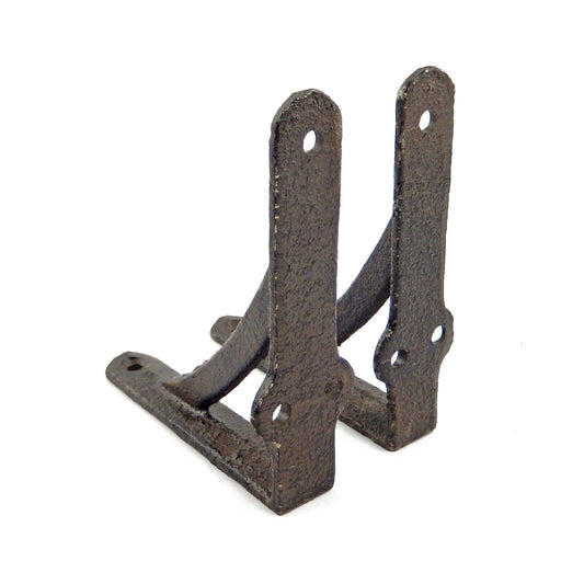 2 Small Simple Cast Iron Shelf Brackets Rustic Antique Style Corner Braces 3.75"