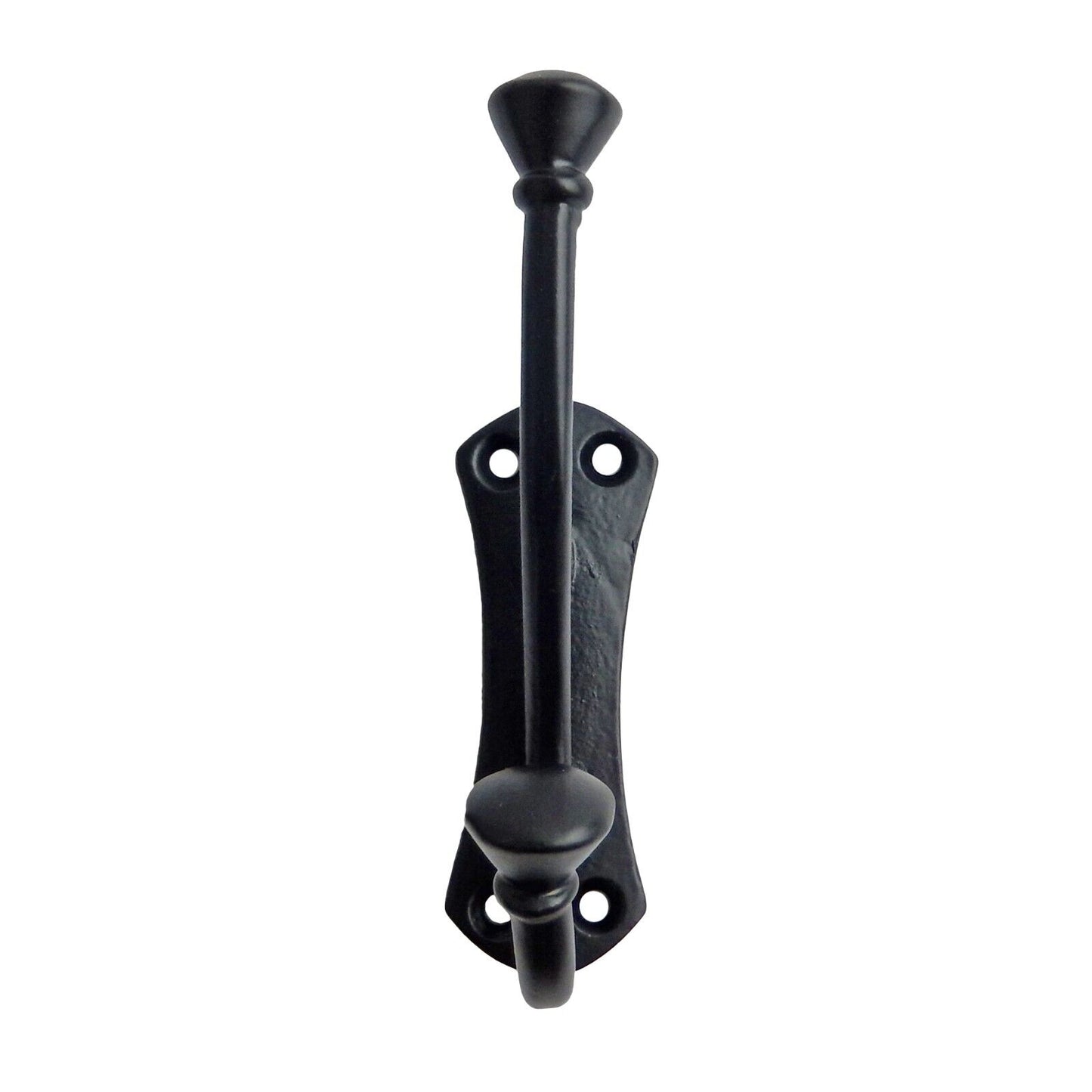 Cast Iron Fancy Curved Double Wall Hook Behind Door Key Towel Coat Hanger Black