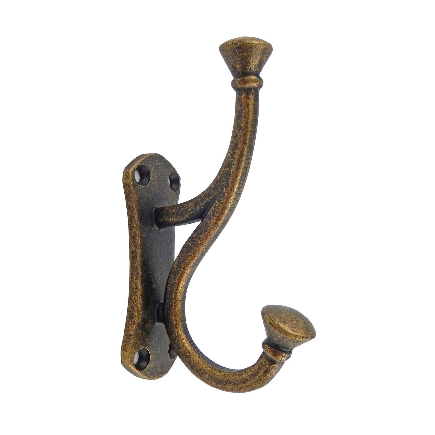 Fancy Double Wall Hook Cast Iron Towel Coat Key Hanger Antique Bronze 4 inch