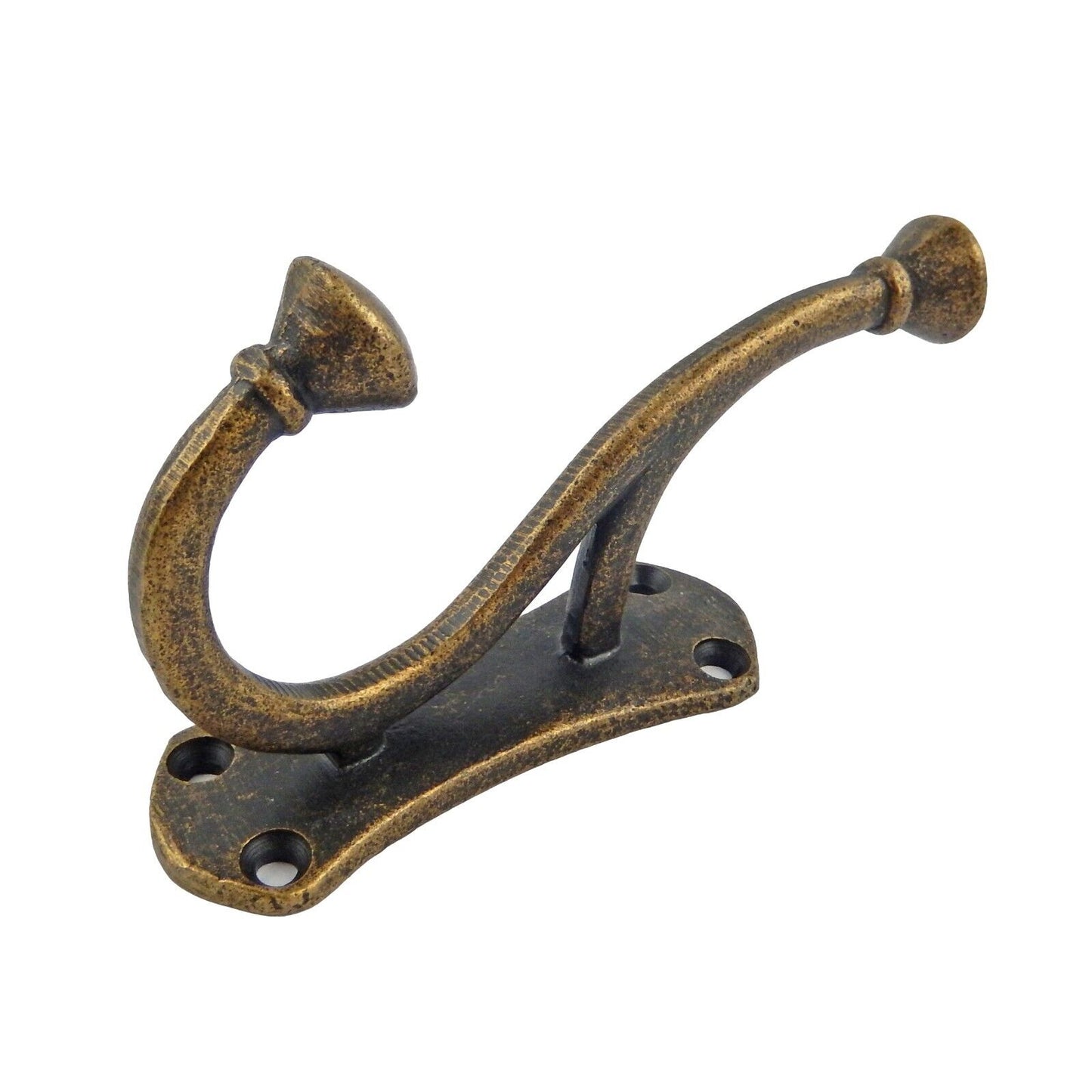 Fancy Double Wall Hook Cast Iron Towel Coat Key Hanger Antique Bronze 4 inch