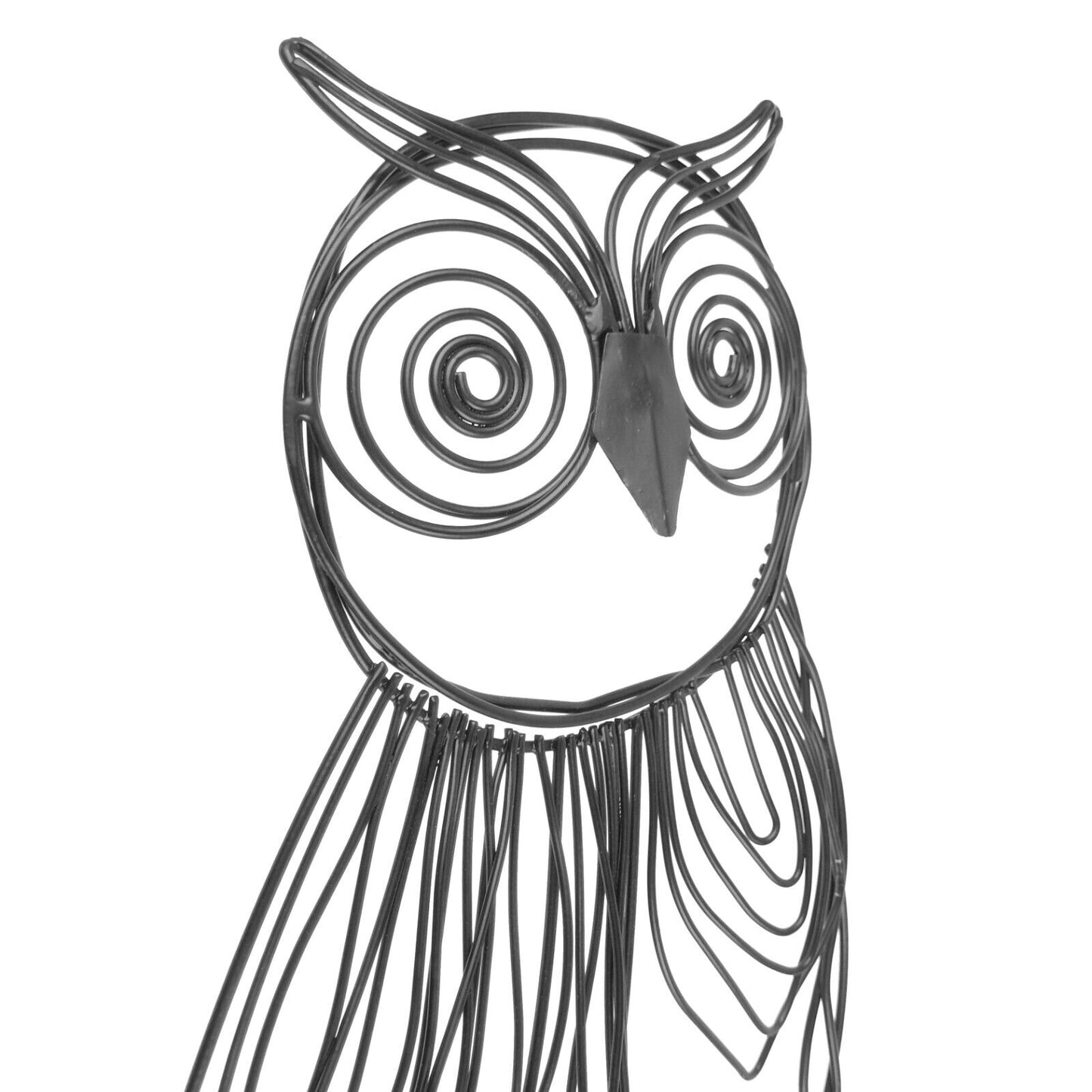 Black Metal Owl Perched On Branch Scrolls Wall Decor Light Weight 17.5 in Tall