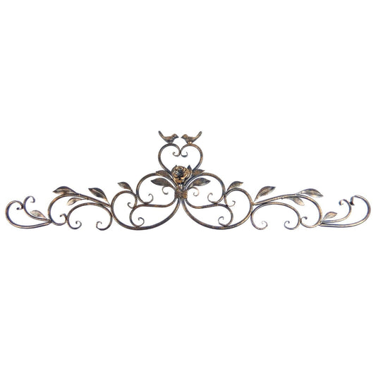 Large Metal Scrolls Wall Decor Leaf Vines Love Birds Heart Flower 35.25 inch