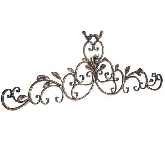 Large Metal Scrolls Wall Decor Leaf Vines Love Birds Heart Flower 35.25 inch
