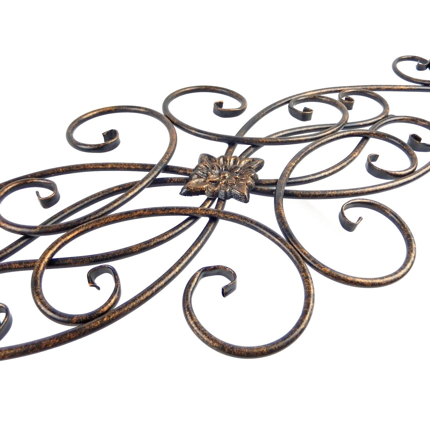Large Elegant Metal Scrolls Wall Decor Flower Medallion Black Gold 36.75 inch