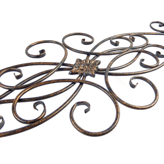 Large Elegant Metal Scrolls Wall Decor Flower Medallion Black Gold 36.75 inch