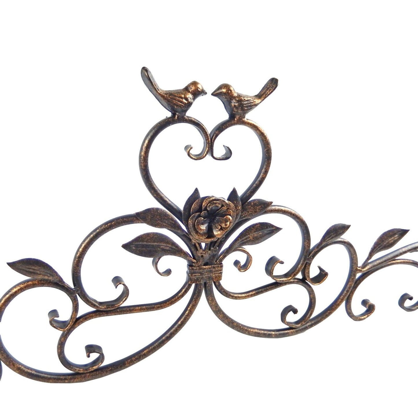 Large Metal Scrolls Wall Decor Leaf Vines Love Birds Heart Flower 35.25 inch