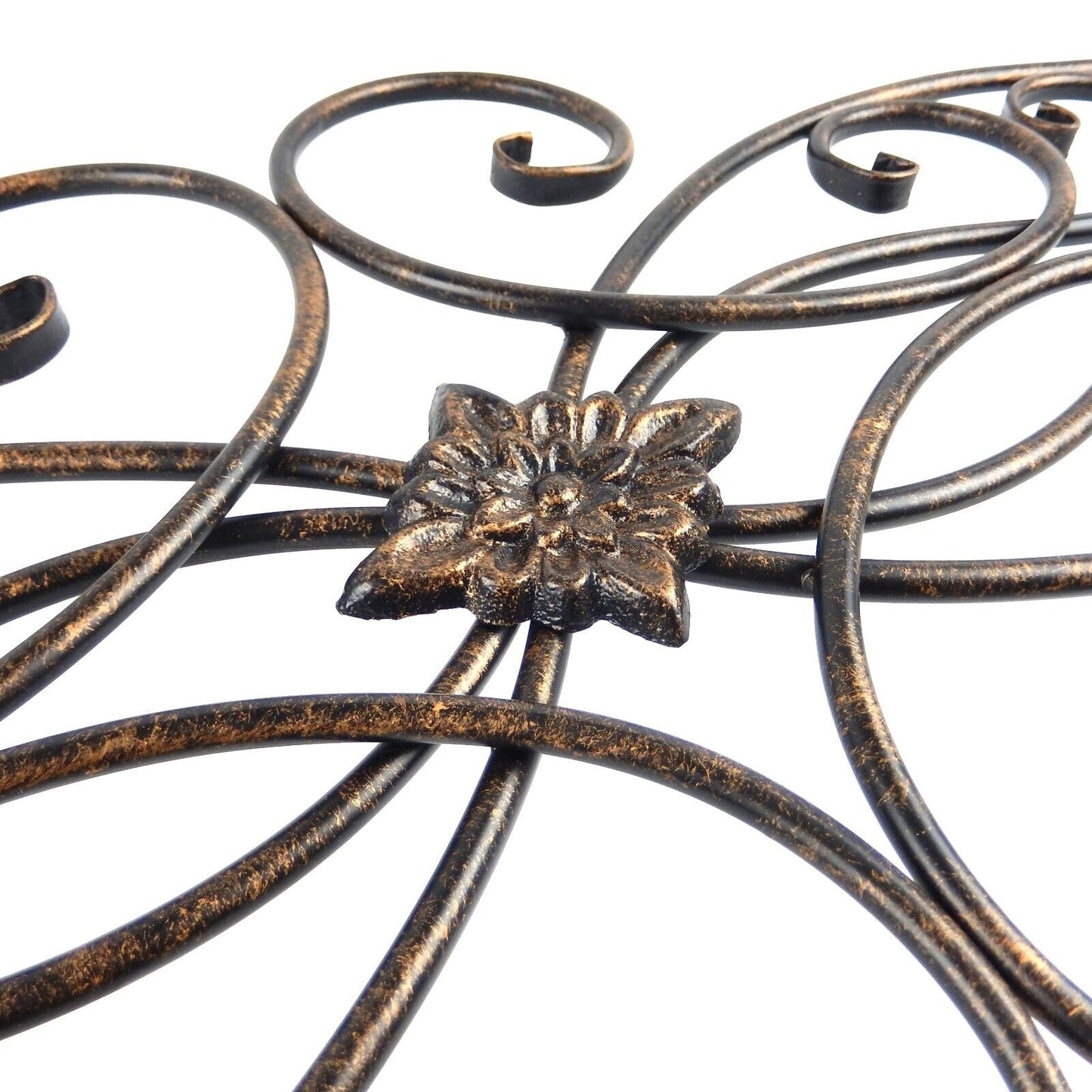 Large Elegant Metal Scrolls Wall Decor Flower Medallion Black Gold 36.75 inch