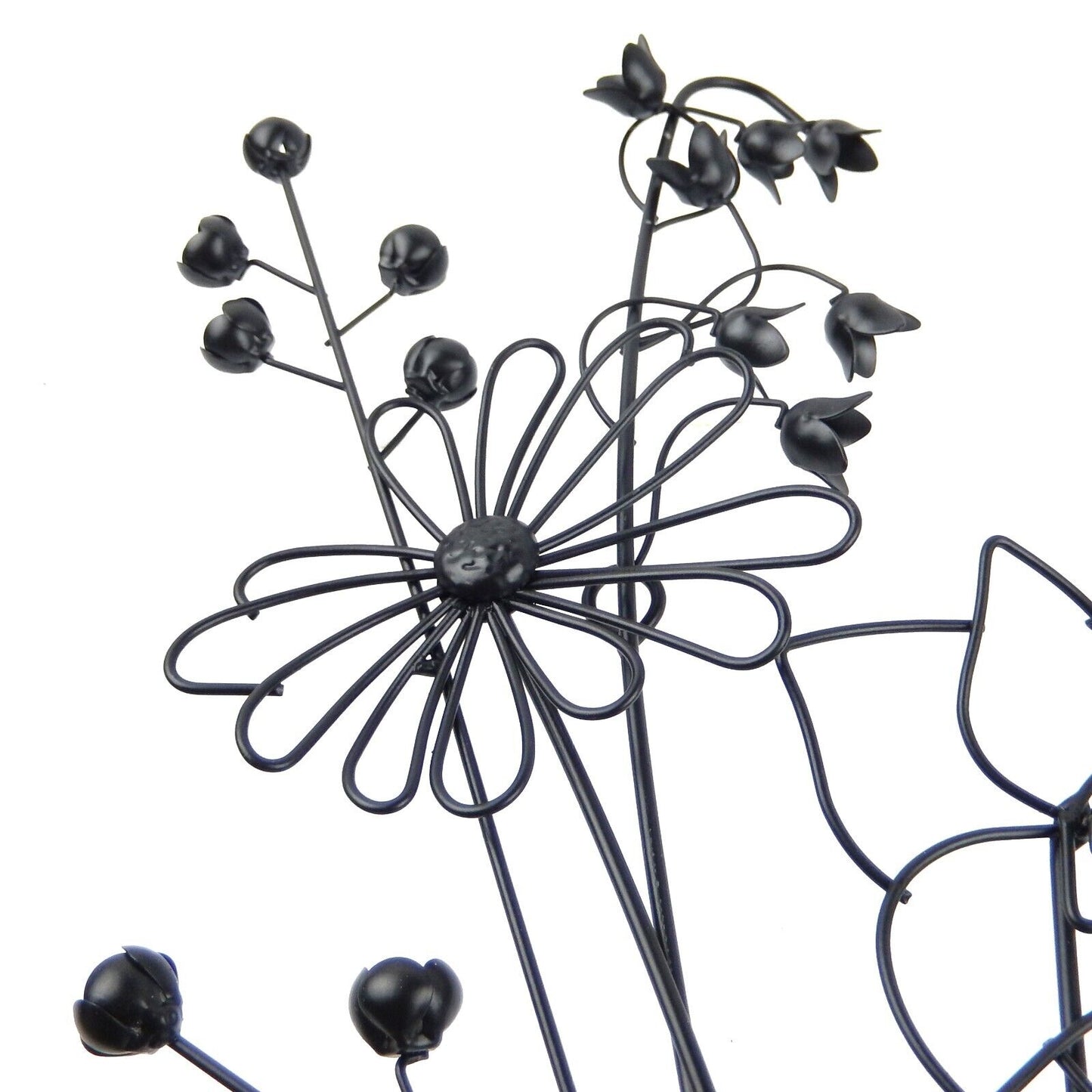 Black Flower Bouquet Metal Wall Decor Light Weight 22 x 9 inches
