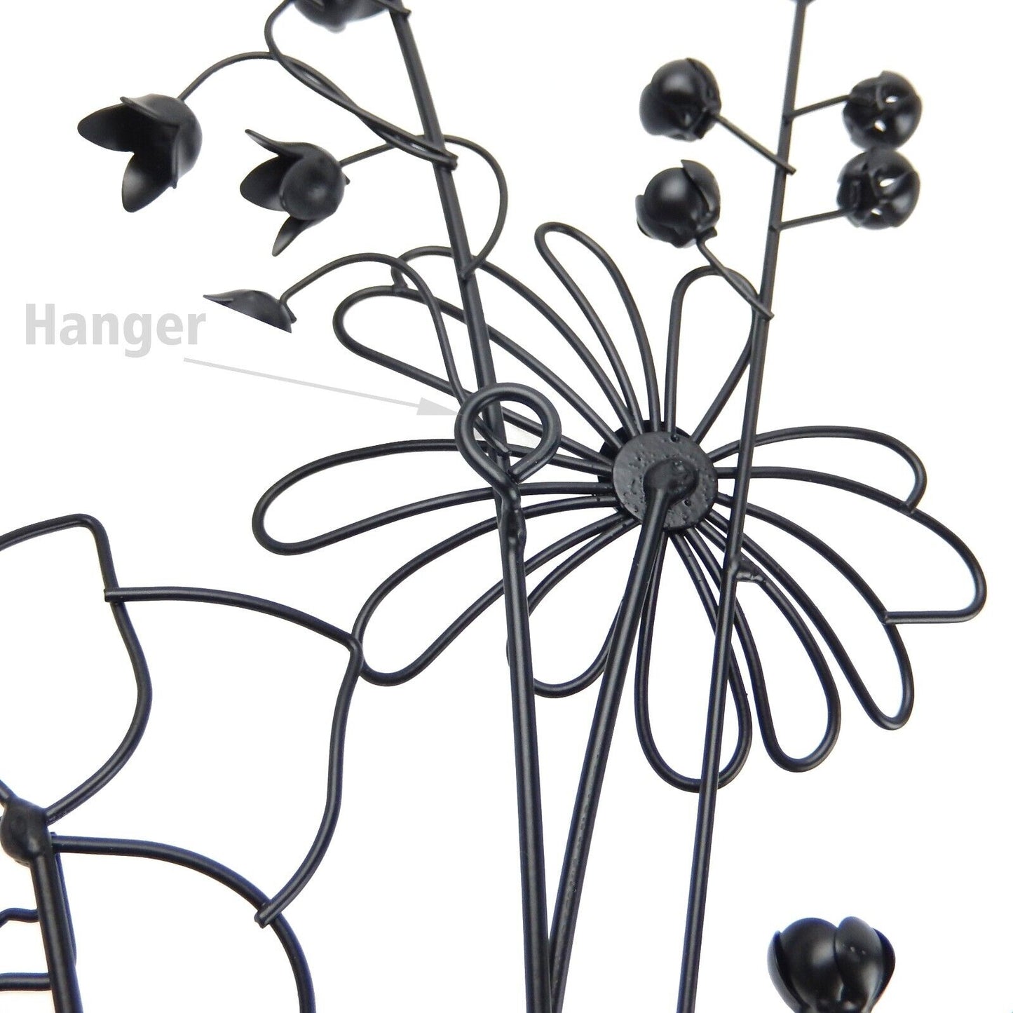 Black Flower Bouquet Metal Wall Decor Light Weight 22 x 9 inches