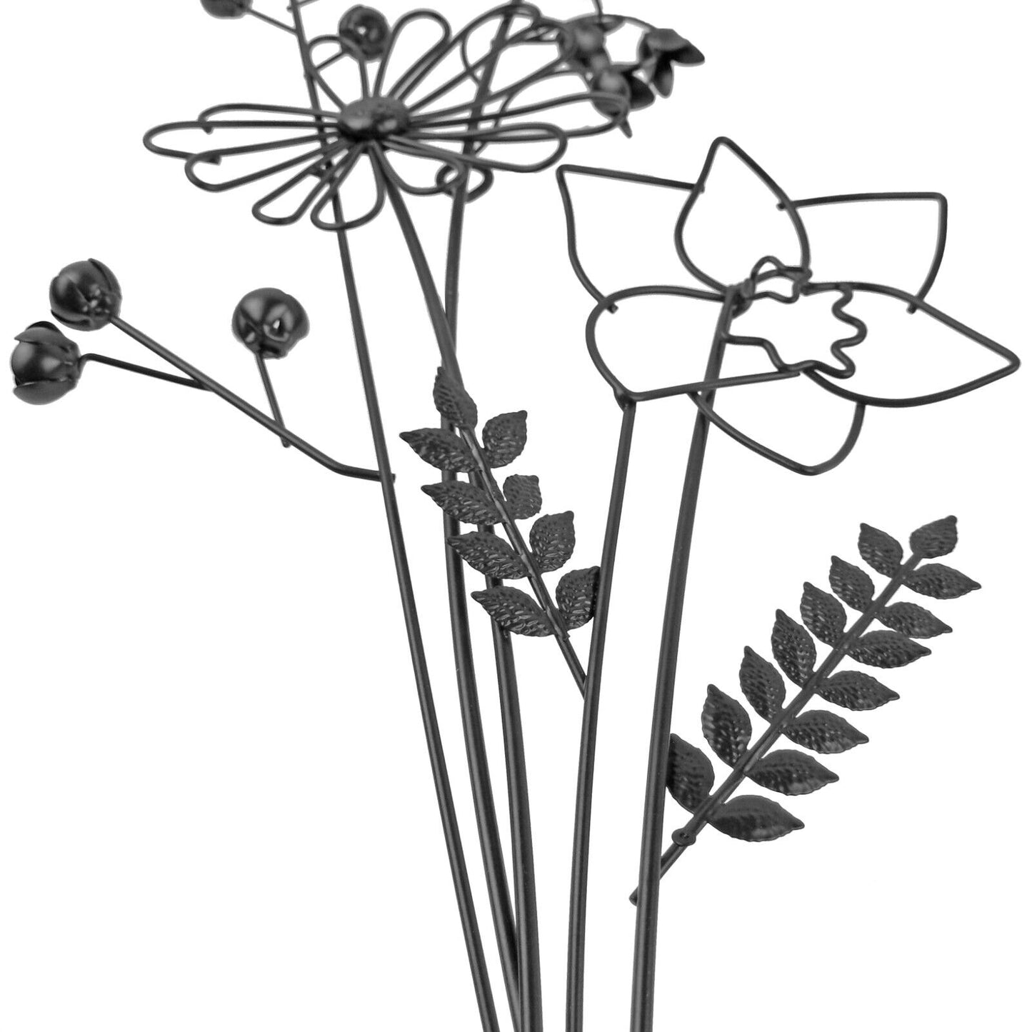 Black Flower Bouquet Metal Wall Decor Light Weight 22 x 9 inches
