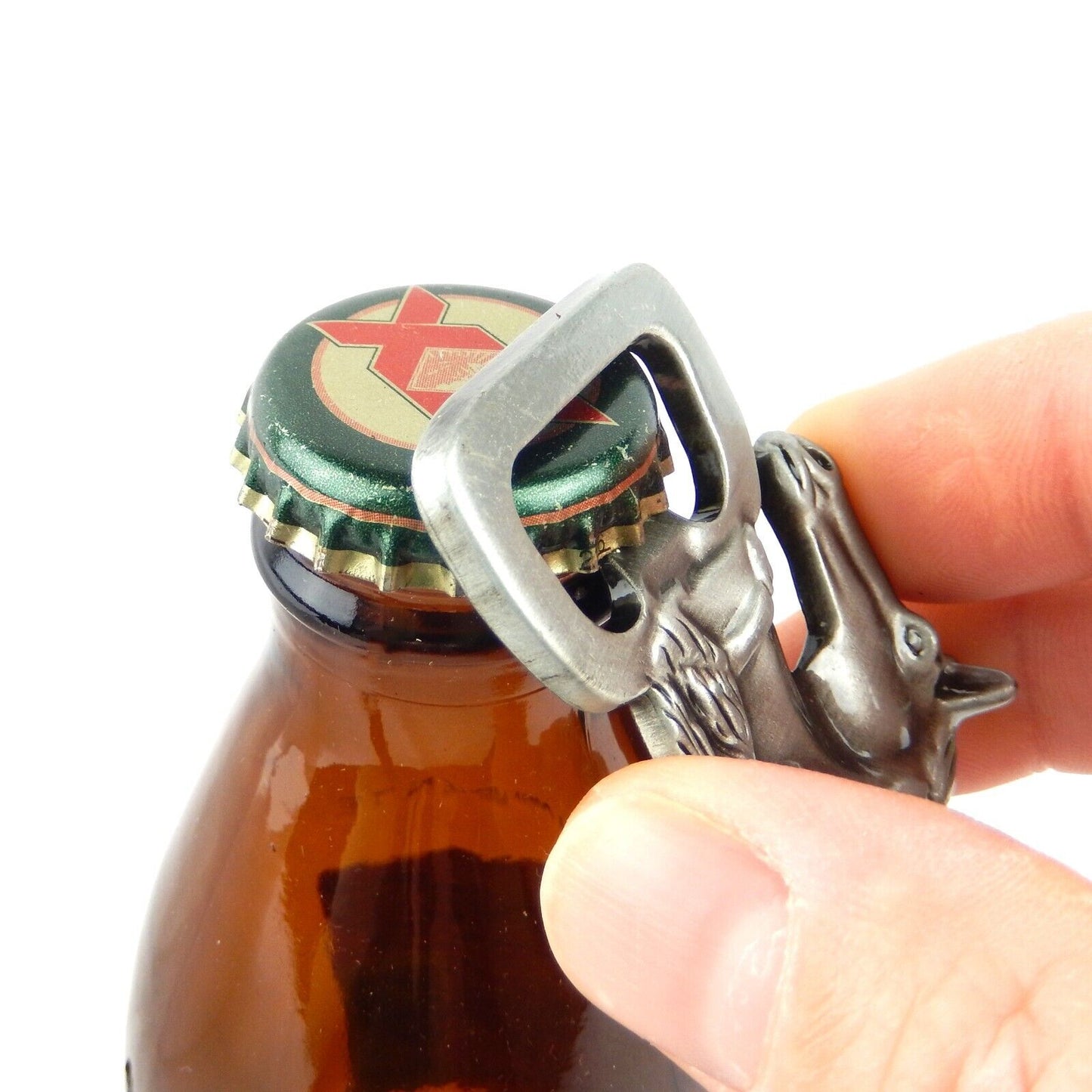 Horse Head Metal Keychain Bottle Opener Ring Antique Silver Western Cowboy