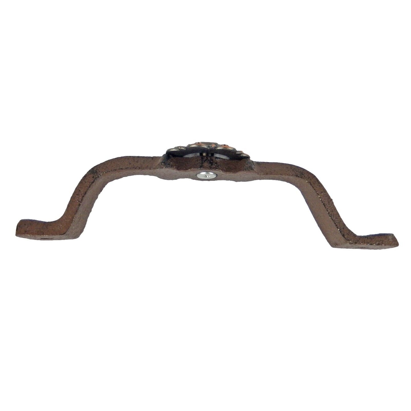 Rustic Cast Iron Horseshoe Door Handle Drawer Pull Floral Copper Concho 6 inch
