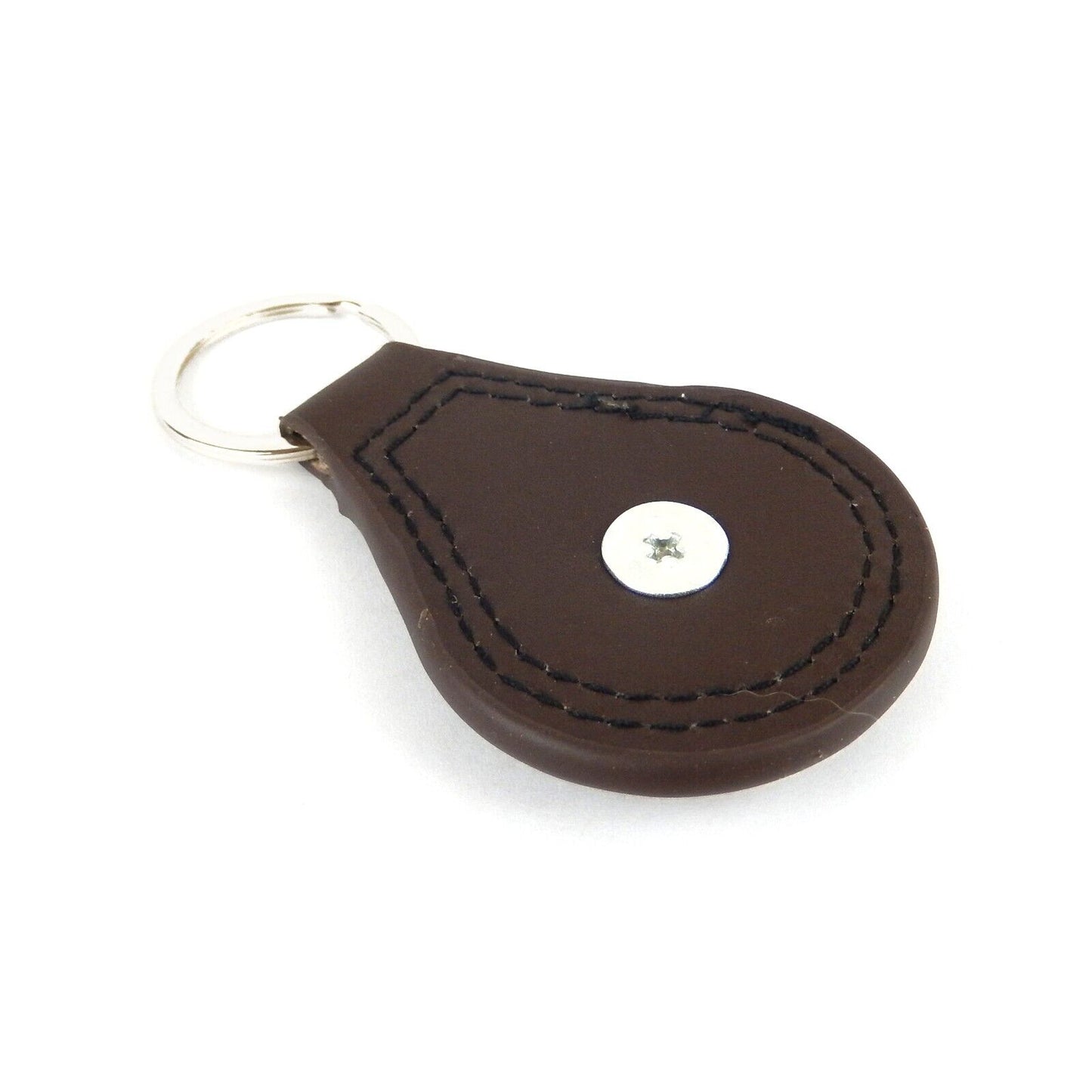 Brown Leather Keychain Ring Copper Texas Longhorn Flag Star Concho Color Enamel