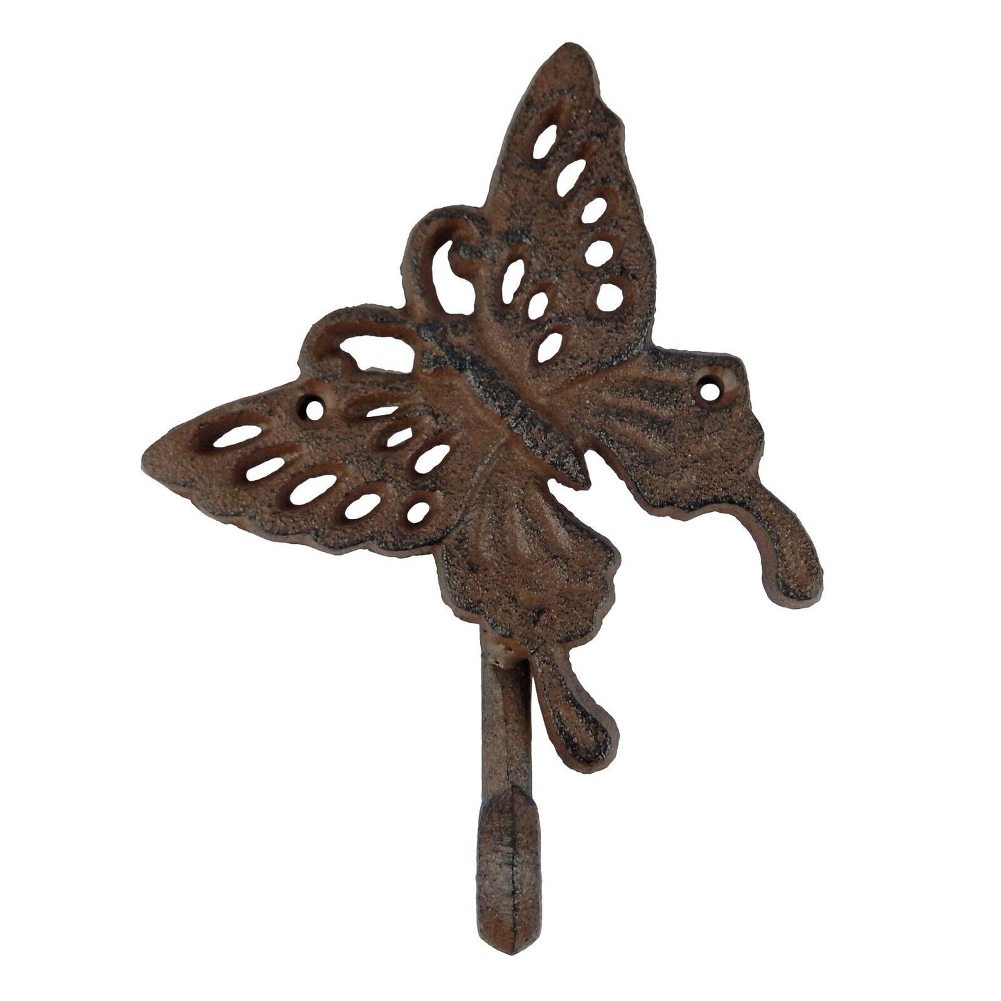Cast Iron Butterfly Wall Hook Key Towel Coat Hanger Rustic Brown 6.5 inch