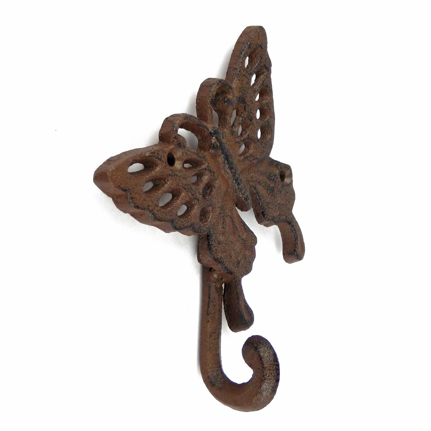 Cast Iron Butterfly Wall Hook Key Towel Coat Hanger Rustic Brown 6.5 inch