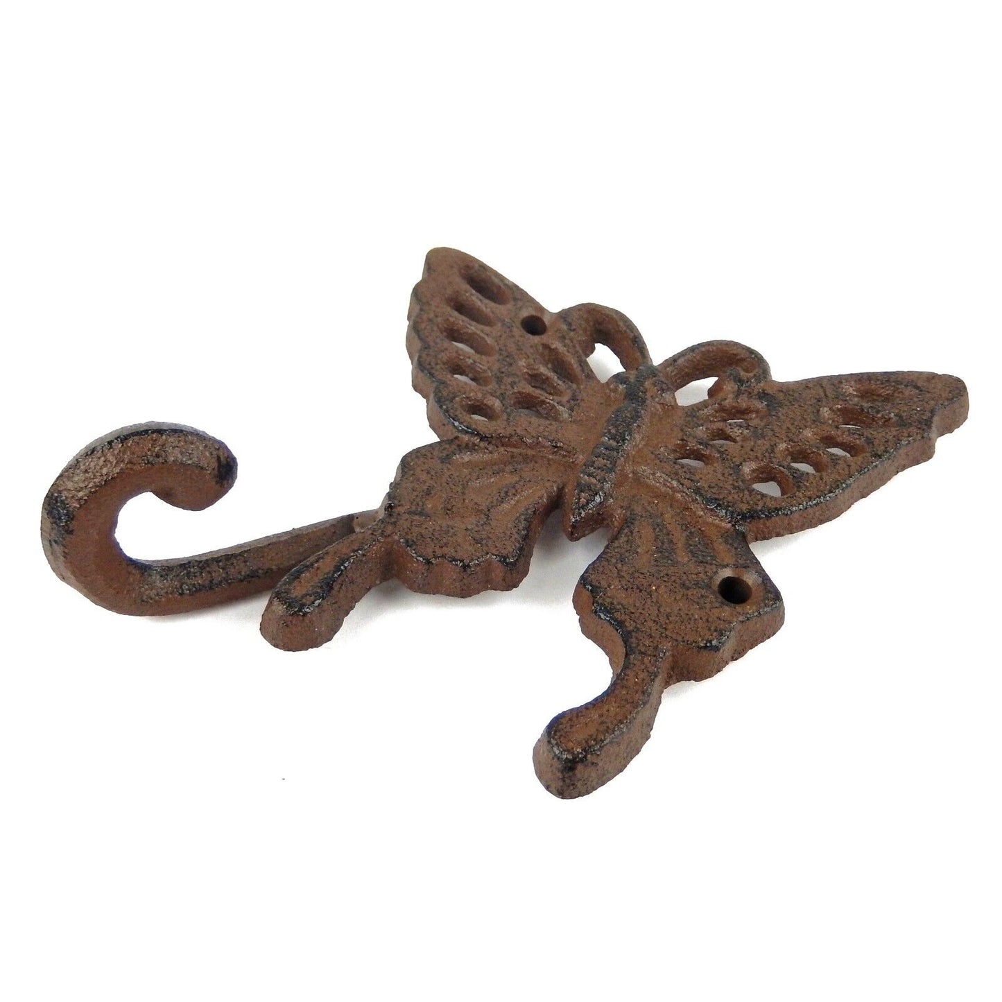 Cast Iron Butterfly Wall Hook Key Towel Coat Hanger Rustic Brown 6.5 inch