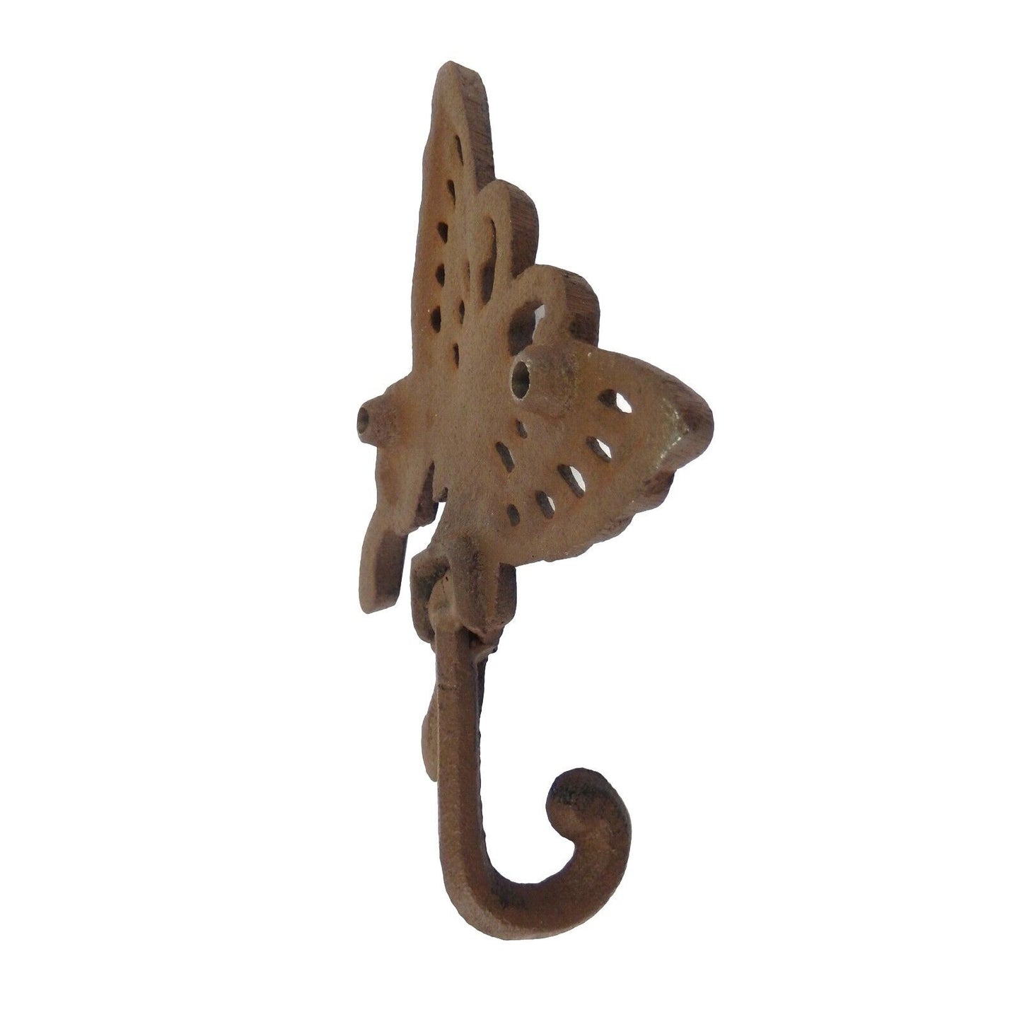 Cast Iron Butterfly Wall Hook Key Towel Coat Hanger Rustic Brown 6.5 inch