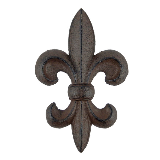 Cast Iron Fleur De Lis Wall Decor Plaque Rustic Victorian Antique Style 8 3/4 in