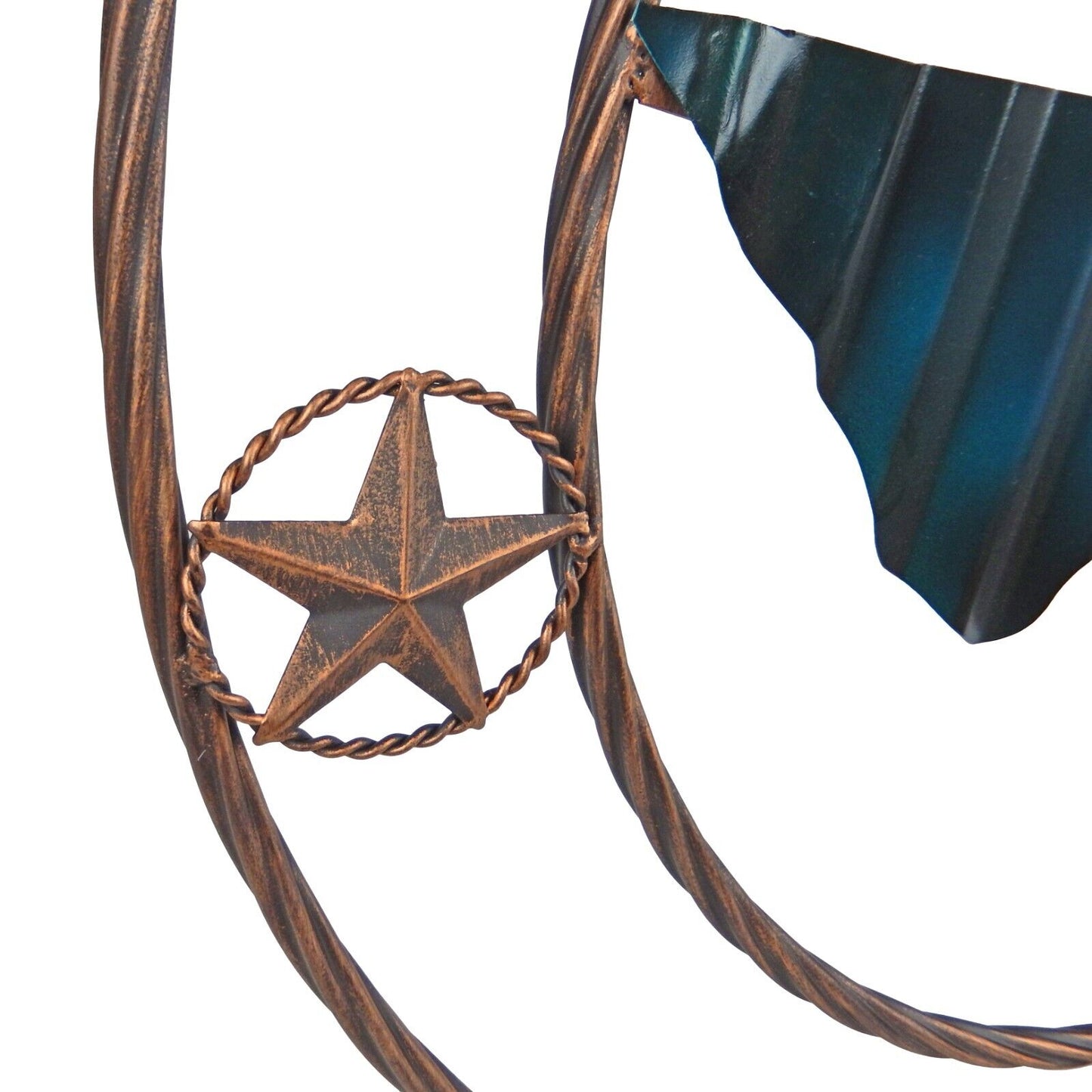 Wavy Metal Texas Map Flag Welcome Wall Decor Sign Rope Rings With Stars 24 inch