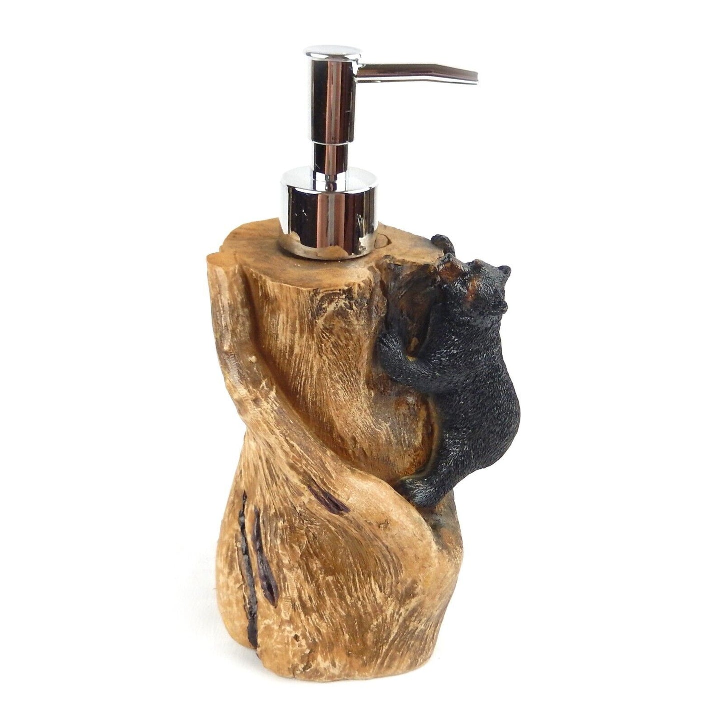 Black Bear Wood Look Bathroom Accessory Set 5 Pieces Rustic Cabin Decor Brown