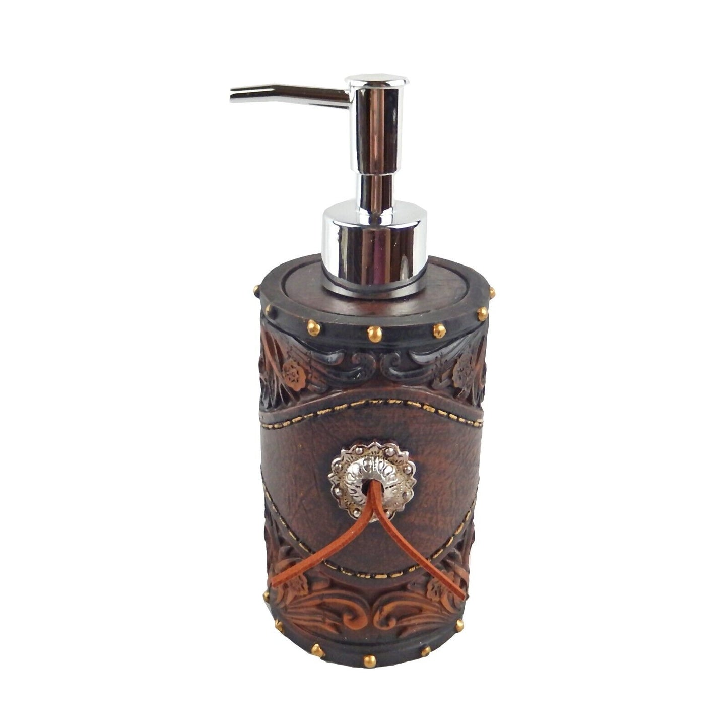 Horses Floral Concho Bathroom Accessory Set 5 Pieces Rustic Western Decor Brown