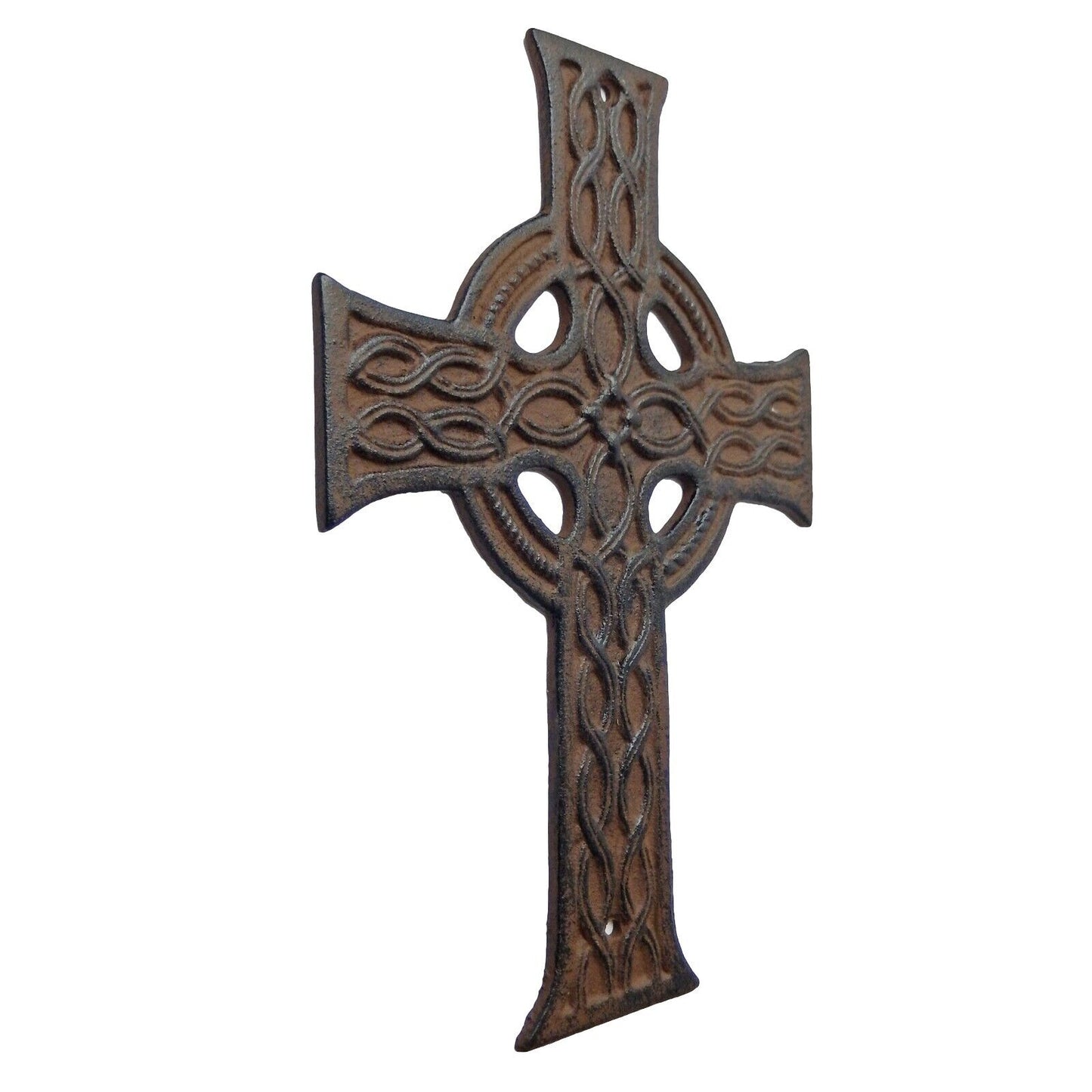 Cast Iron Celtic Knot Cross Wall Decor Rustic Antique Style Brown 10 inch