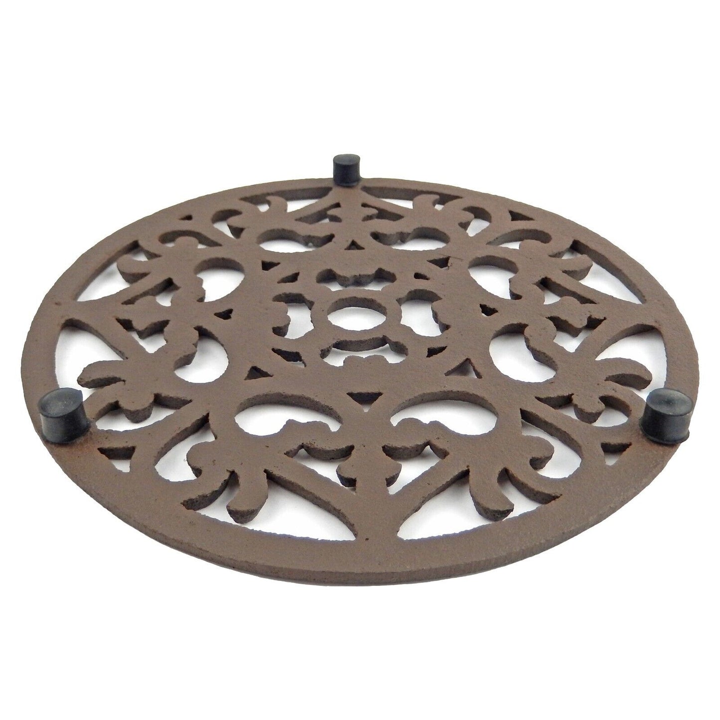 Cast Iron Trivet Fleur De Lis Scrolls Countertop Hot Pot Plate Holder 7.5 inch