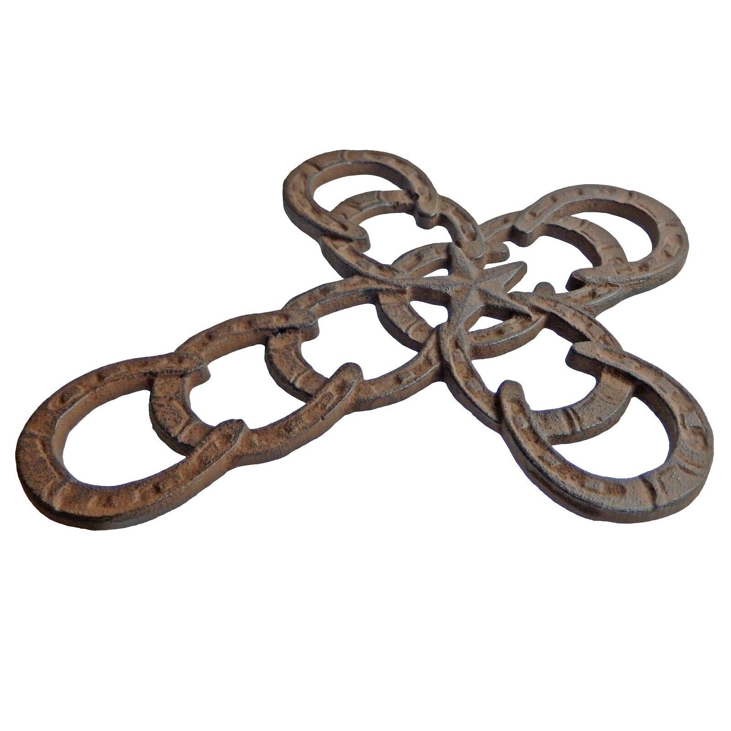 Rustic Cast Iron Horseshoes Star Wall Cross Country Western Antique Style 11 in