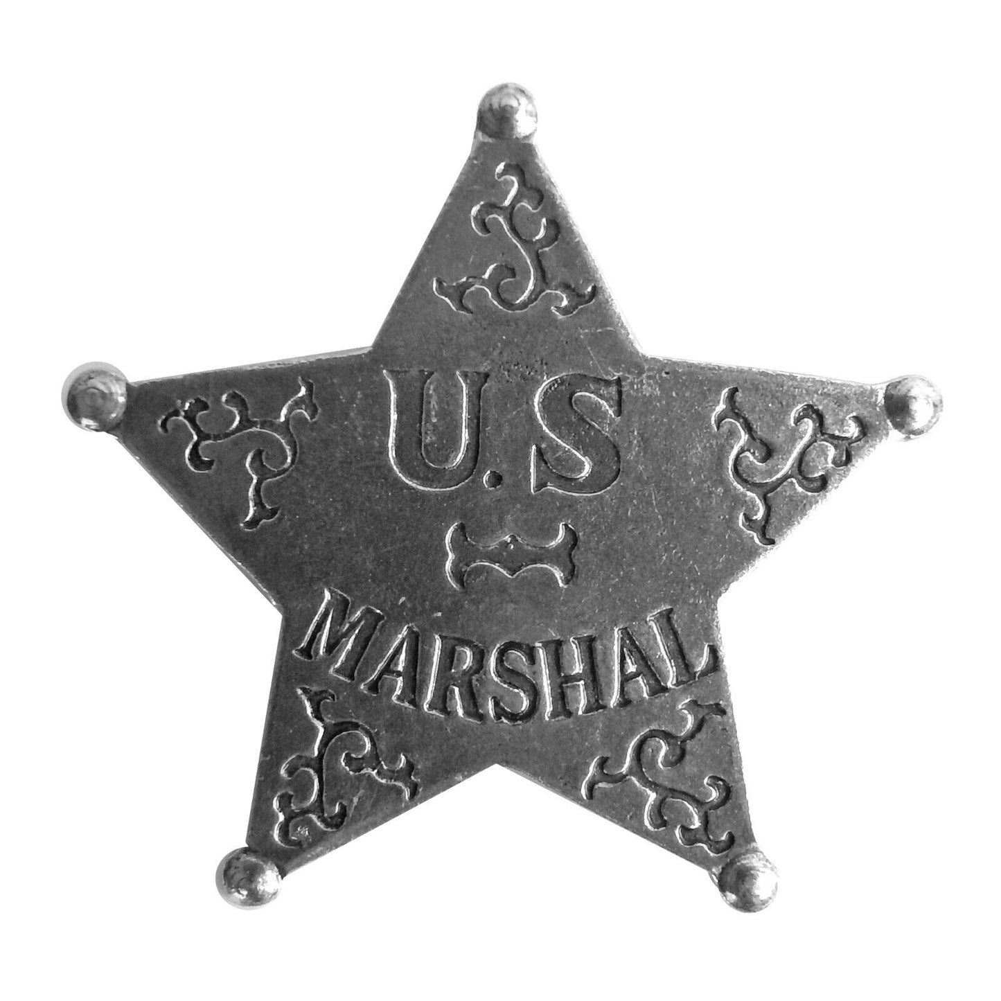 US Marshal Badge Old West Replica Antique Silver 5 Pointed Star Made in USA