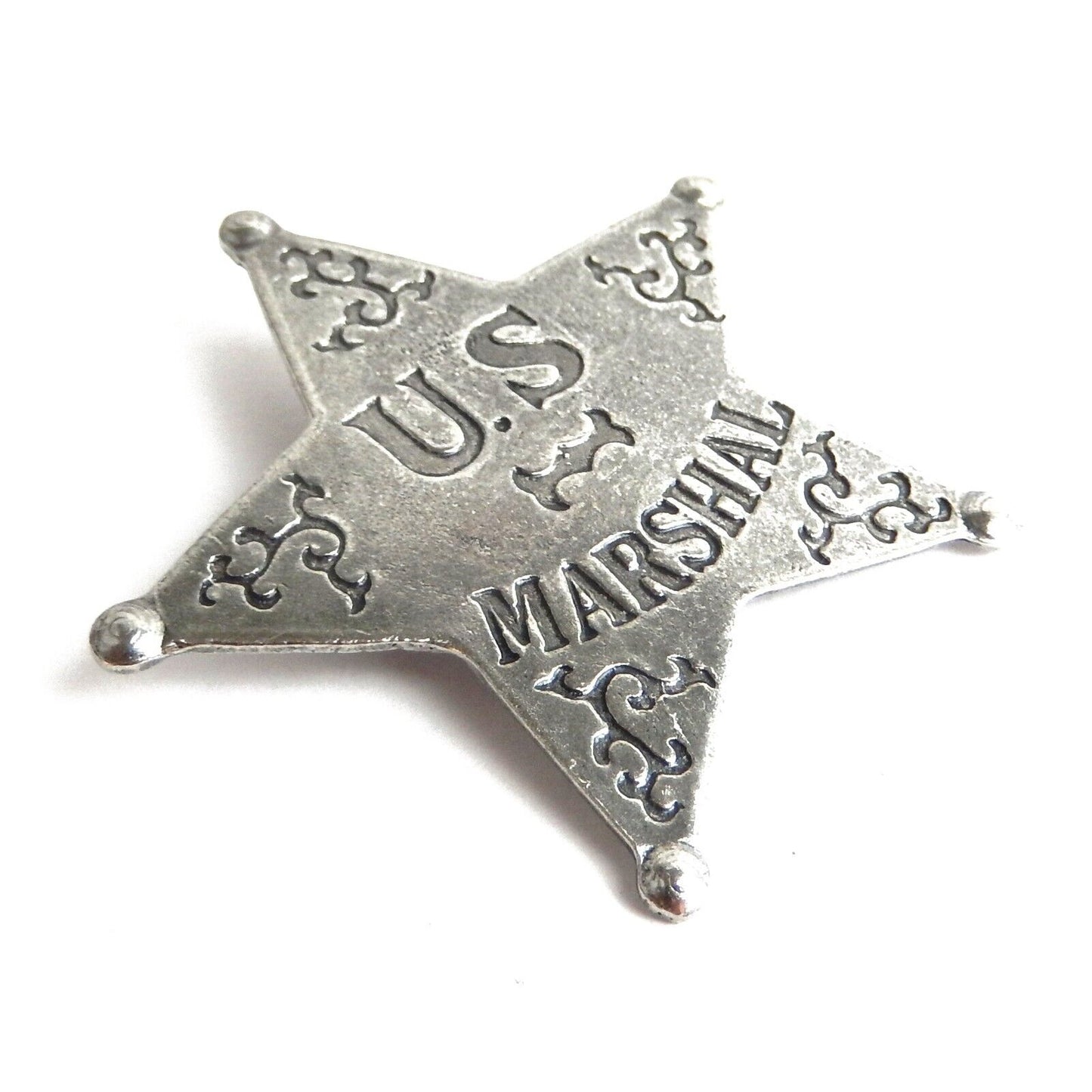 US Marshal Badge Old West Replica Antique Silver 5 Pointed Star Made in USA