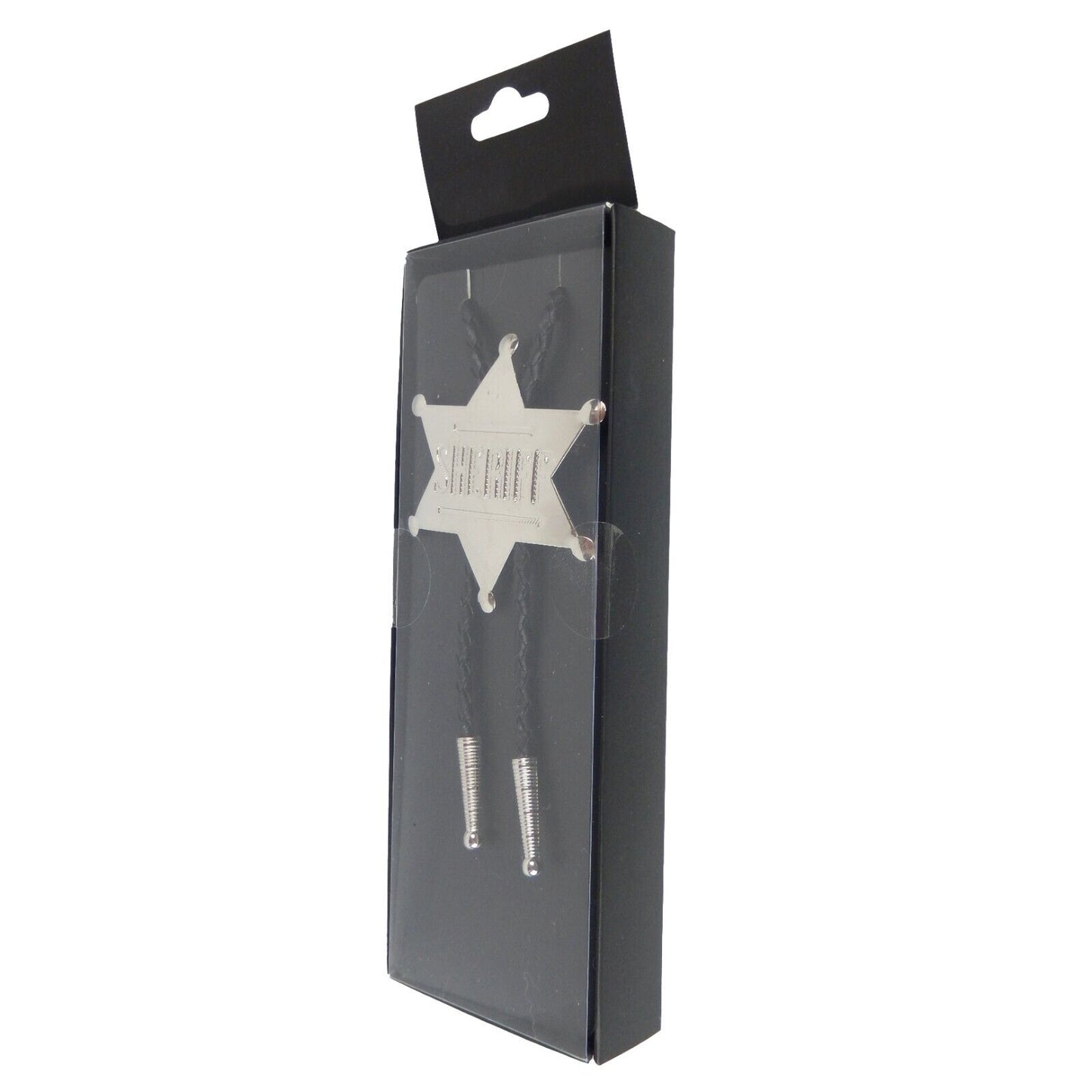 Sheriff Badge Star Bolo Tie Adjustable 36" Cord USA Made Western Silver Tone