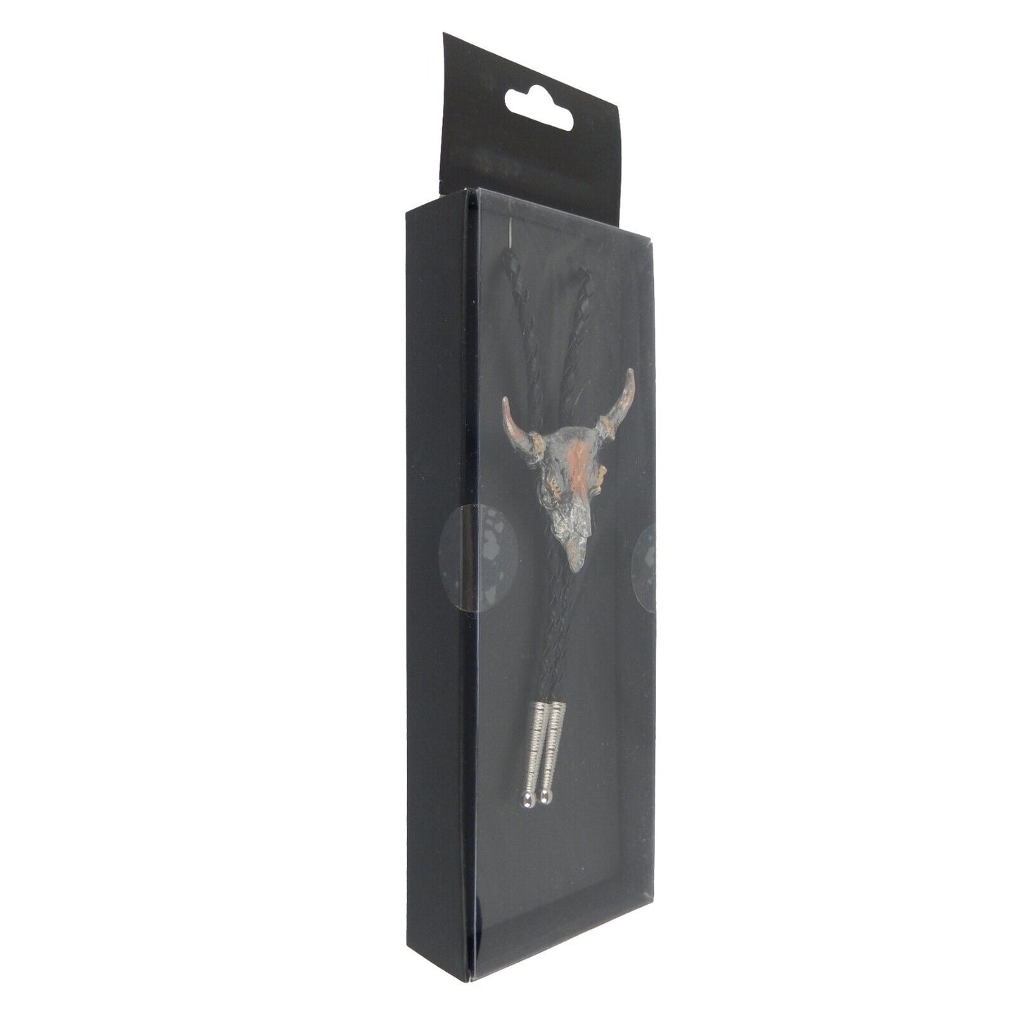 Western Tri-Color Steer Head Skull Bolo Tie Adjustable 36 inch Cord Made in USA