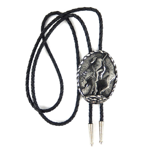 End of Trail Horse Bolo Tie Adjustable 36 inch Cord Antique Silver Made in USA