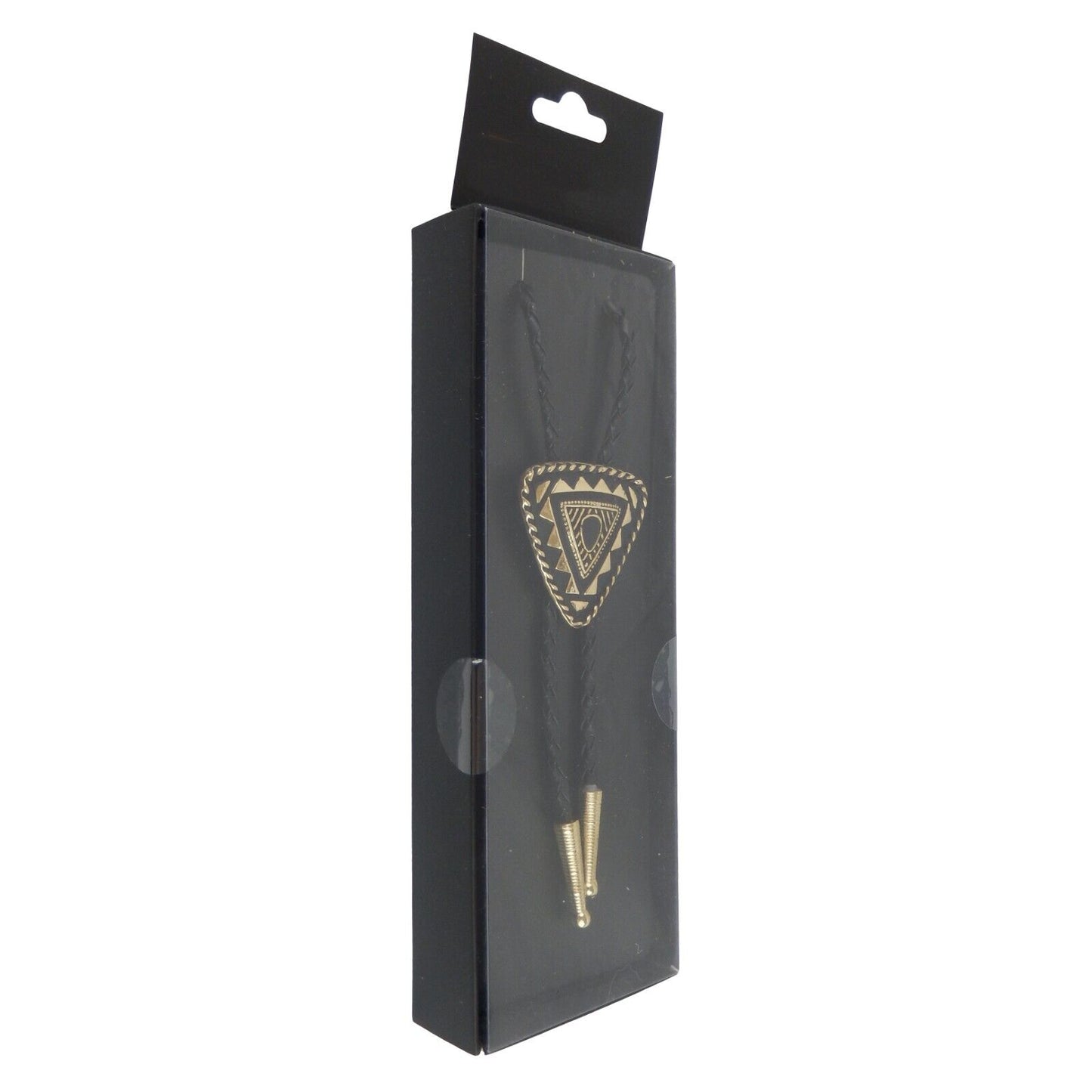 Triangular Real Gold Plated Bolo Tie 36 inch Adjustable Braided Cord Made In USA