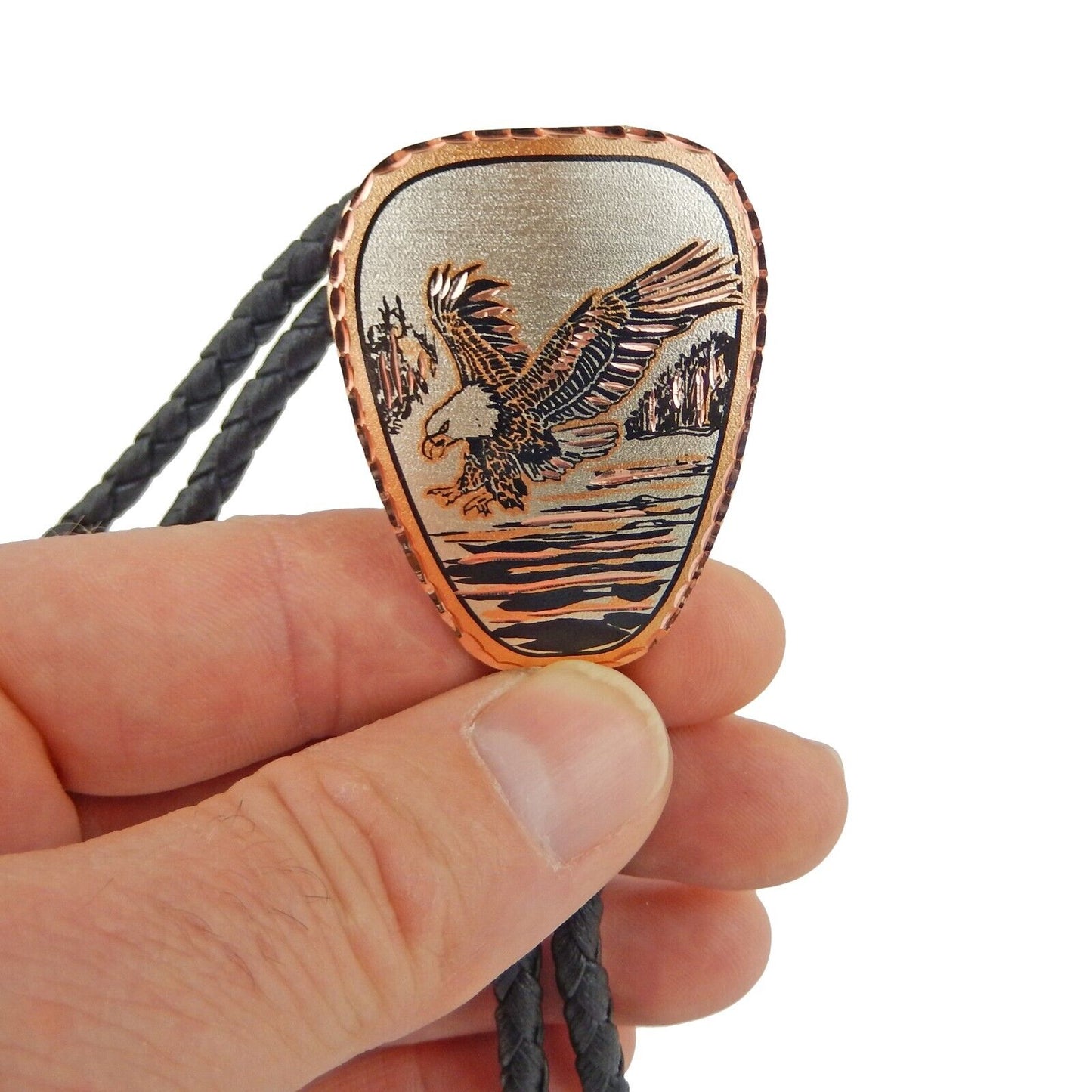 Hunting American Eagle Copper Bolo Tie 40 inch Black Cord Made in USA
