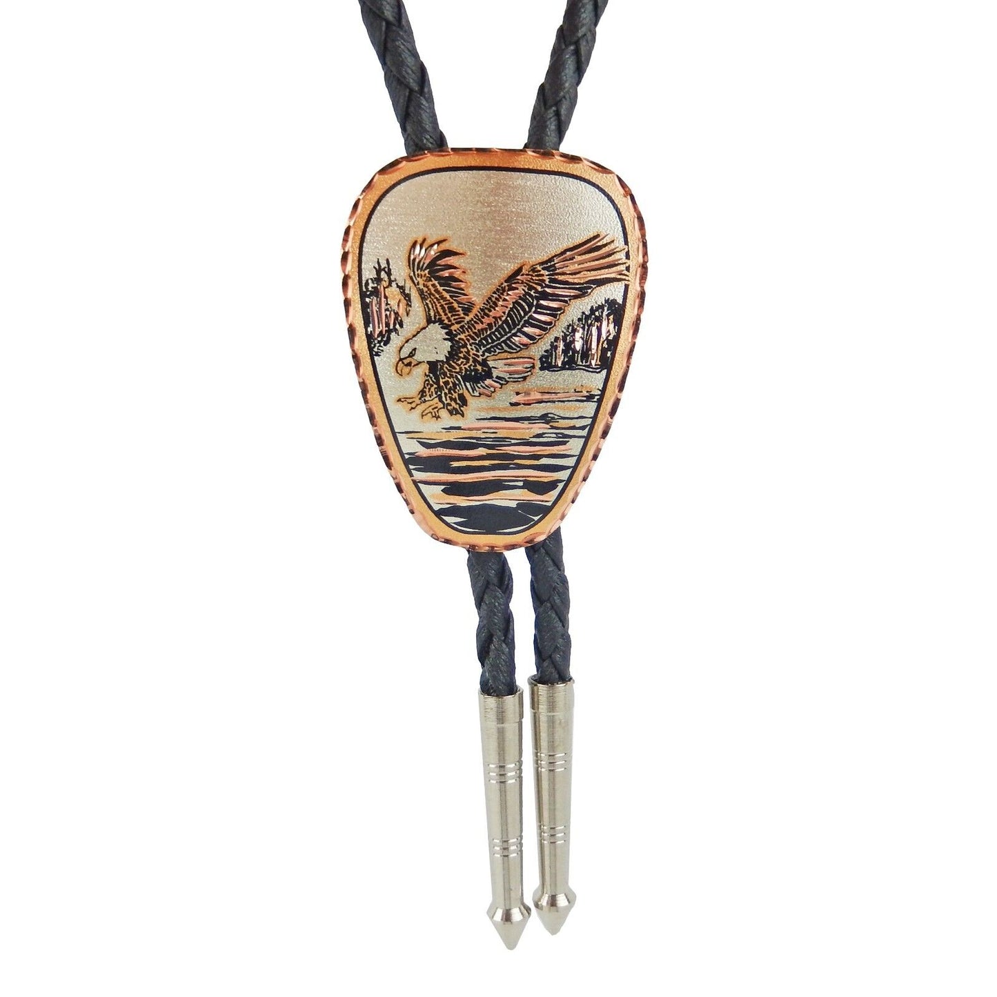 Hunting American Eagle Copper Bolo Tie 40 inch Black Cord Made in USA