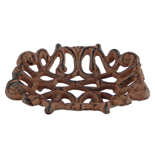 Cast Iron Soap Dish Key Holder Coin Tray Filigree Rustic Scrolls Antique Style