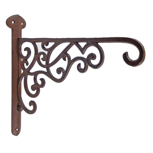 Rustic Cast Iron Metal Scrolls Plant Hanger Bracket Hook Flower Pot Holder 10 in