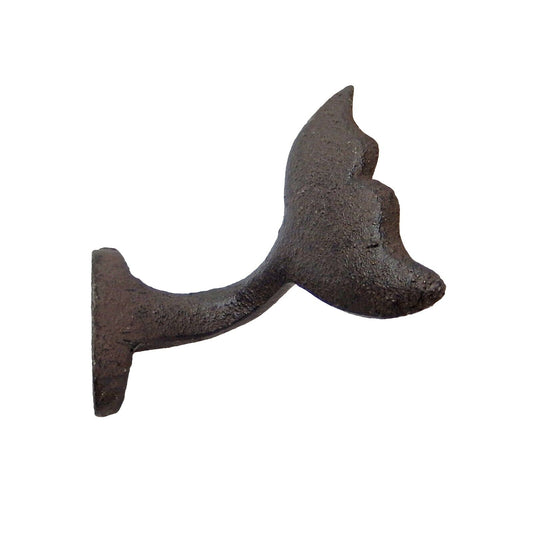 Rustic Cast Iron Whale Tail Wall Hook Nautical Bathroom Door Towel Coat Hanger