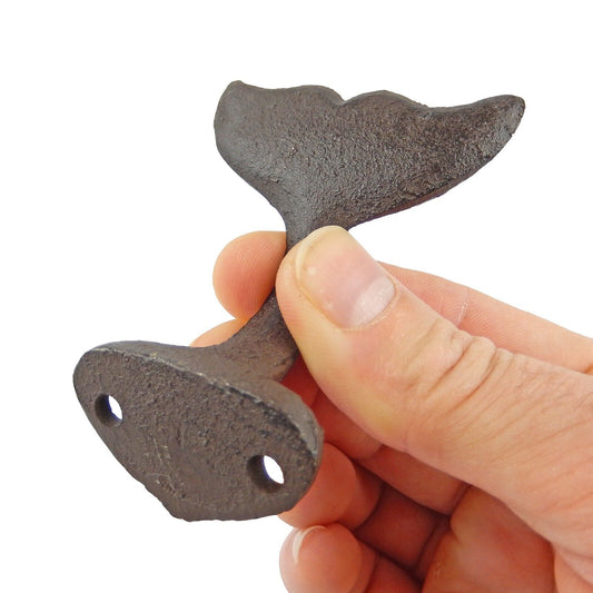 Rustic Cast Iron Whale Tail Wall Hook Nautical Bathroom Door Towel Coat Hanger