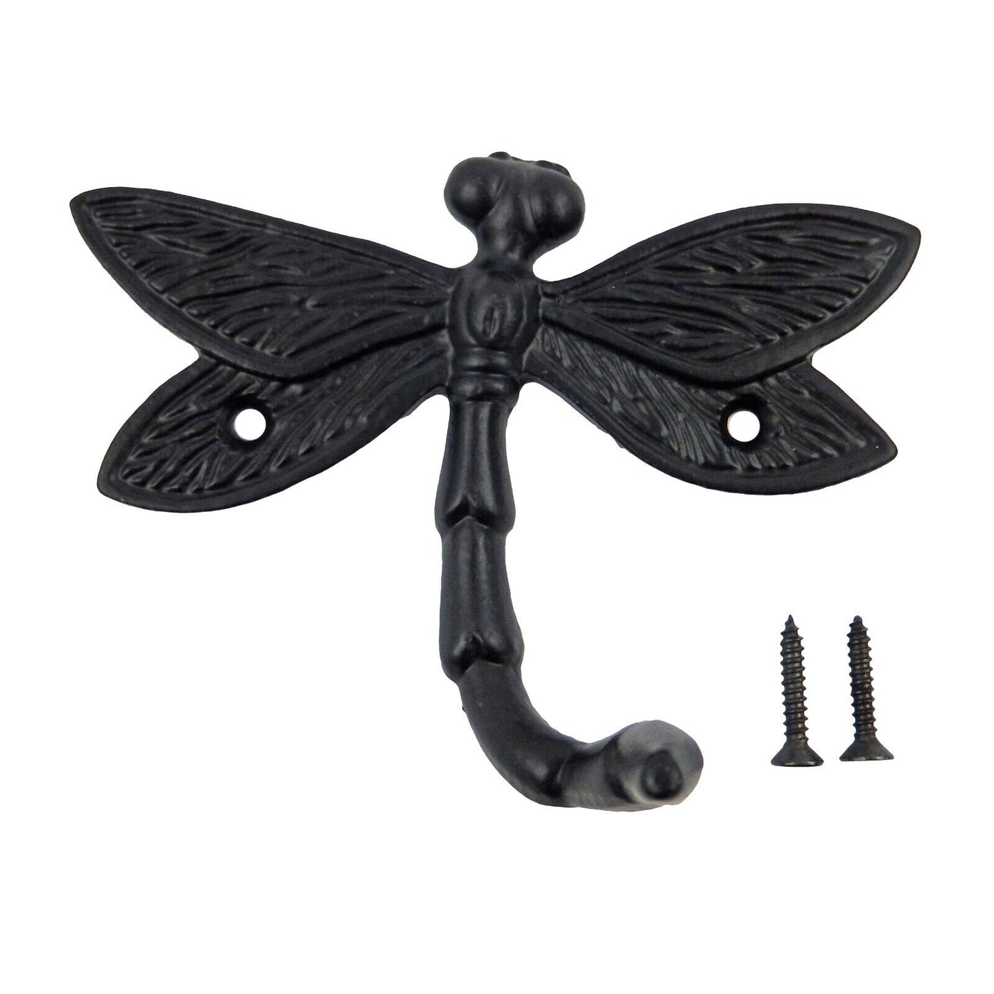 Small Metal Dragonfly Tail Wall Hook Key Towel Coat Hanger Black Powder Coated