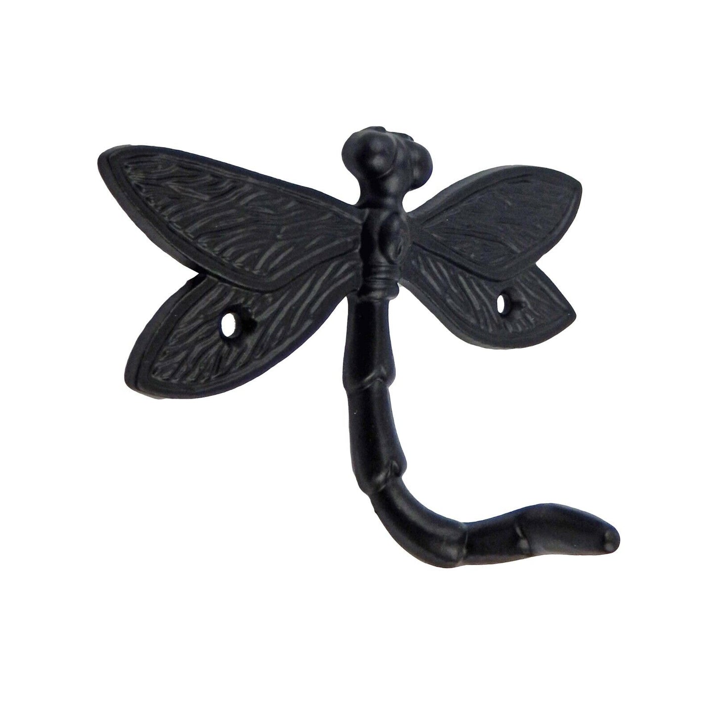 Small Metal Dragonfly Tail Wall Hook Key Towel Coat Hanger Black Powder Coated