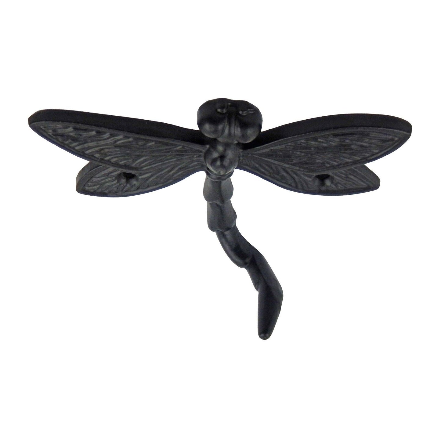 Small Metal Dragonfly Tail Wall Hook Key Towel Coat Hanger Black Powder Coated