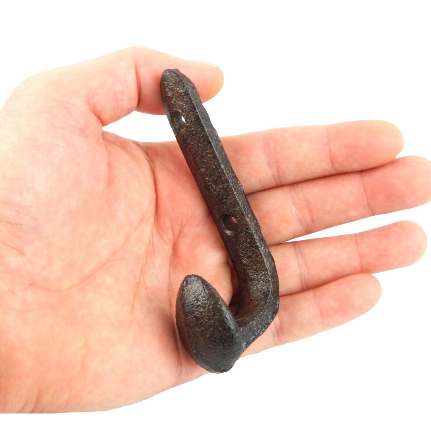 Rustic Cast Iron Bent Railroad Spike Wall Hook Industrial Coat Towel Hanger
