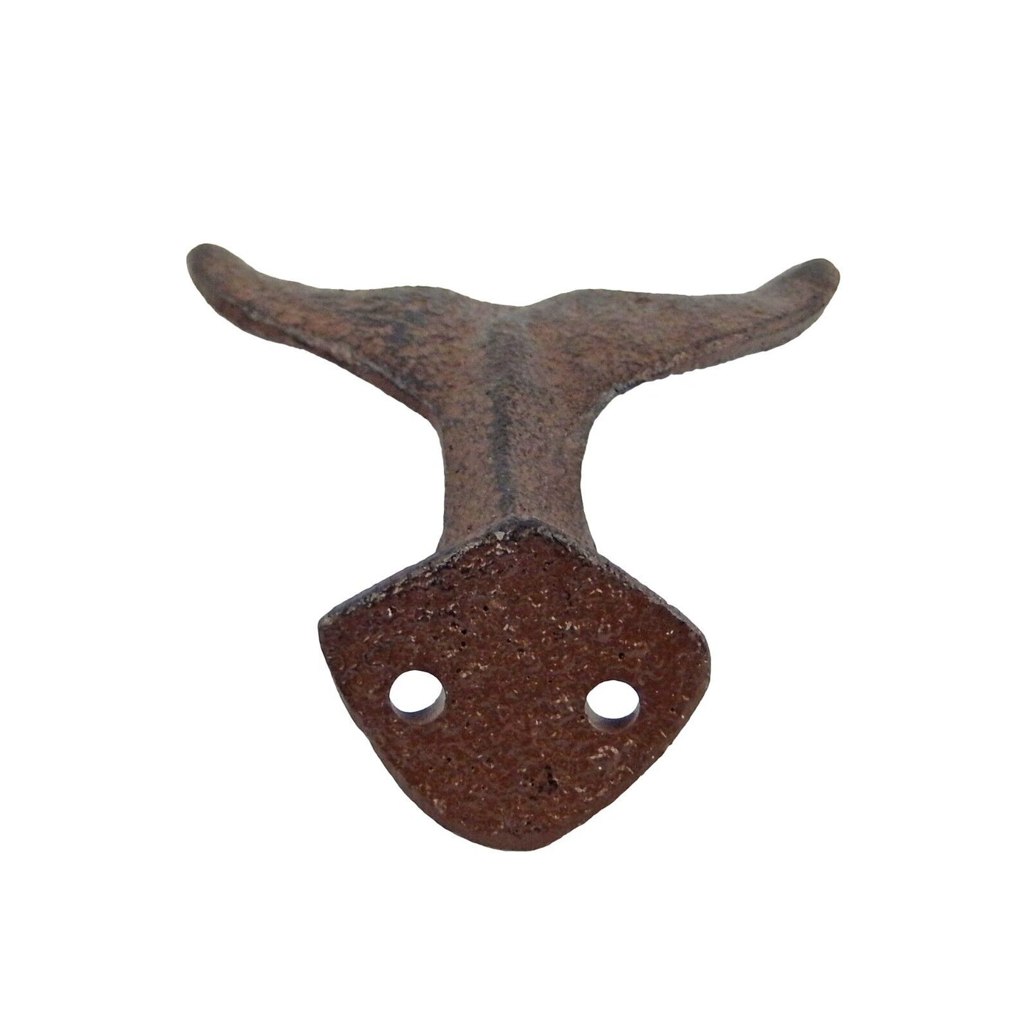 Cast Iron Whale Tail Wall Hook Nautical Bathroom Door Towel Coat Hanger Brown
