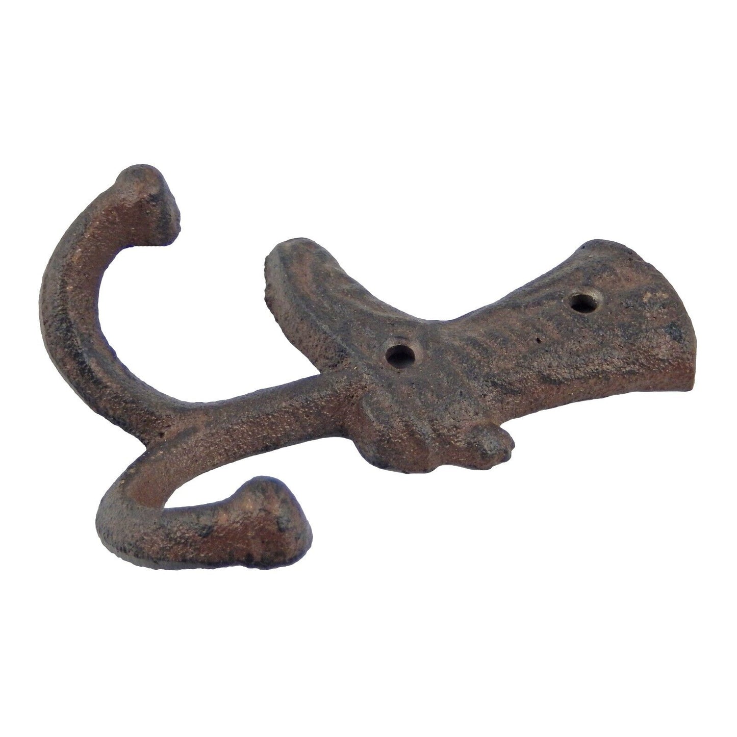 Cast Iron Western Boot Double Wall Hook Key Towel Coat Hanger Rustic Brown 4.75"