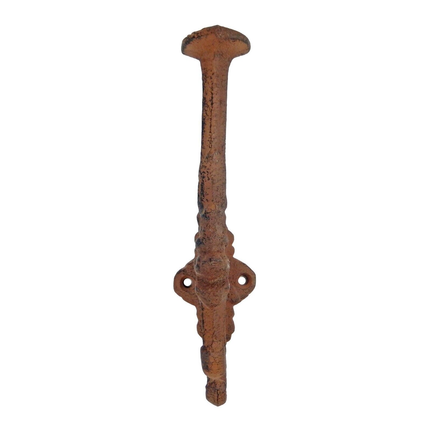 Cast Iron Metal Victorian Triple Wall Hook Key Hat Towel Coat Hanger Rust Brown