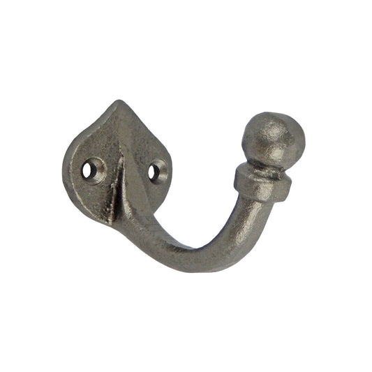 Glazed Cast Iron Teardrop Wall Hook Door Robe Coat Towel Clothes Hanger Gray