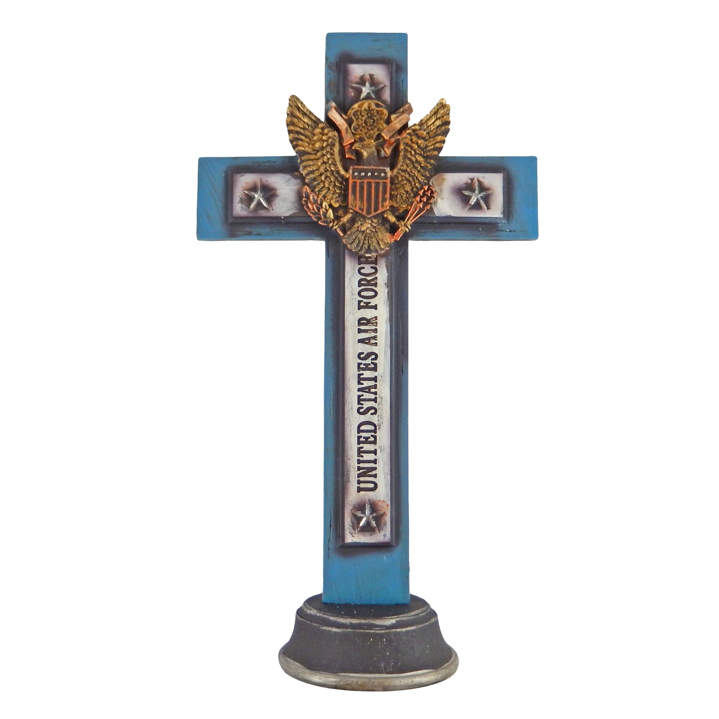 United States Air Force Pedestal Standing Cross Military Stars Eagle 12.5 inch Tall