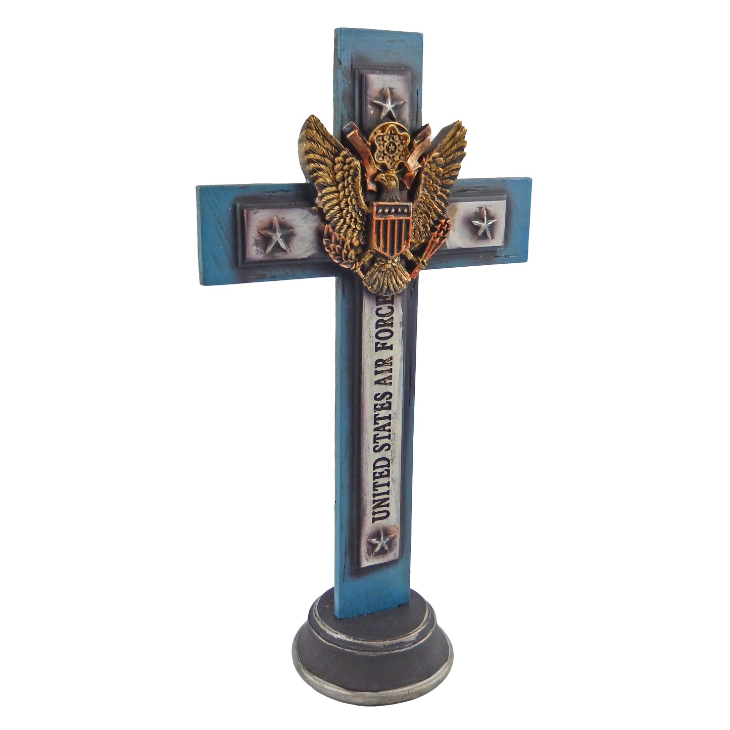 United States Air Force Pedestal Standing Cross Military Stars Eagle 12.5 inch Tall